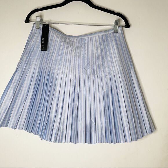 NWT Ideology Softly Pleated silk mini Skirt 6 capri blue embellished feminine - Picture 11 of 11
